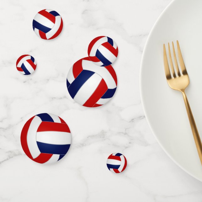 Confeti fiesta deportivo del equipo de voleibol blanco roj (Grupo)