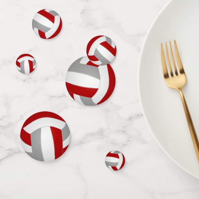 Confeti fiesta deportivo del equipo de voleibol rojo gris (Grupo)
