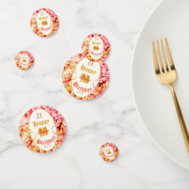 Confeti Fiesta Rosa 21 Aniversario Elegante Floral Moderna