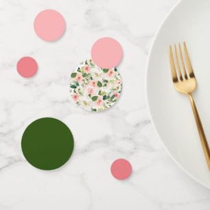 Confeti Flor De Color De Agua Rosa Y Verde