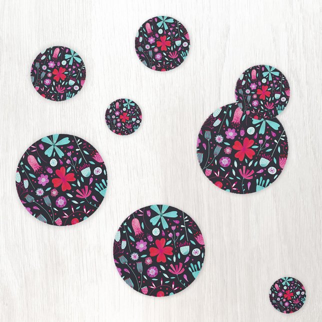Confeti Flor Meadow Watercolor Oscuro (Modern floral watercolor dark confetti)