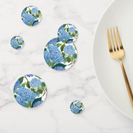 Confeti Flora acuarela de hidráneas azules