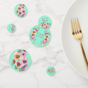 Confeti Floral acuarela en menta neo