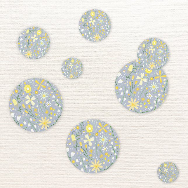 Confeti Floral de flores silvestres azules de bonito (Wild flower yellow and powder blue modern table confetti)