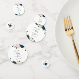 Confeti Flores azules de la marina, flores rosas, Baby Sho