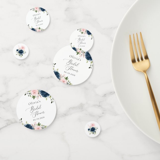 Confeti Flores azules de la marina, flores rosas, ducha de (Grupo)