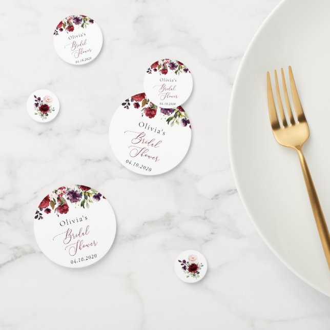 Confeti Flores de Borgoña, flores rosas, ducha de novias B (Grupo)