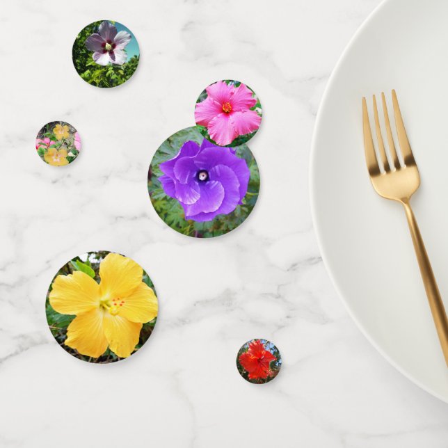 Confeti Flores de Hibiscus Coloridas, (Grupo)