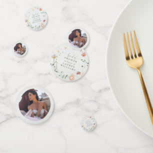 Confeti Flores de jardín rosado Rubor Wreath Bridal Shower