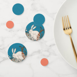 Confeti Flores de Naranja de conejo blanco fluido azul