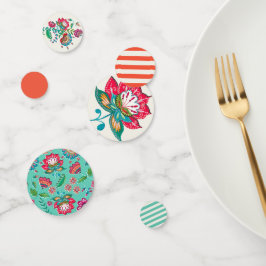 Confeti Flores folclóricas azules naranjas bohemias | BODA