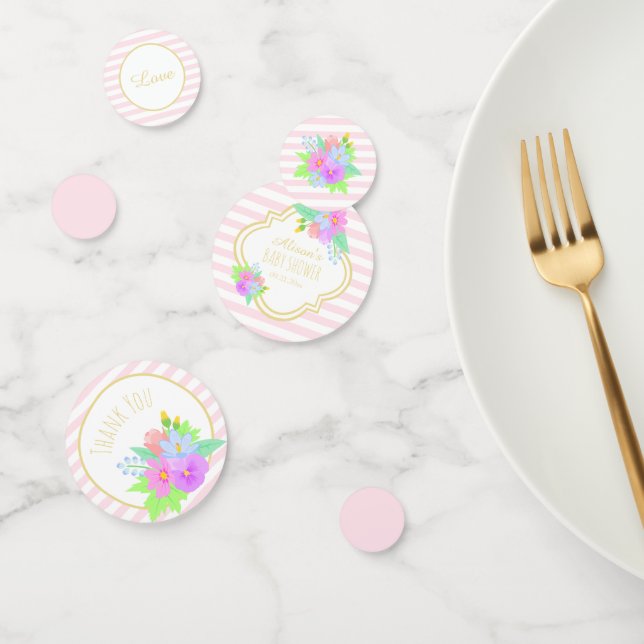 Confeti Flores Primaverales Estribos rosados Niña Baby Sho (Grupo)