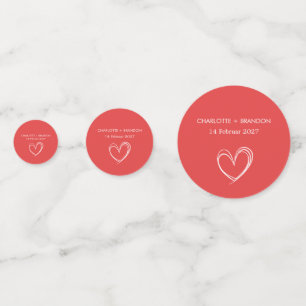 Confeti Forma de corazón rojo Personaliza el nombre y la f