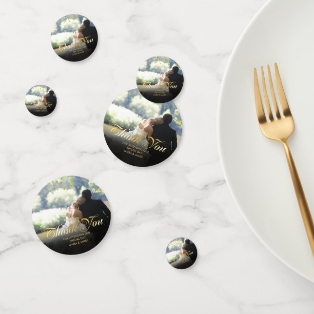 Confeti Foto de agradecimiento con guión dorado (Grupo)