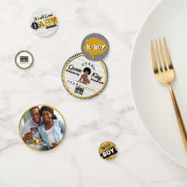 Confeti Foto de Baby Shower de Hip Hop Retro de Niño Afro 