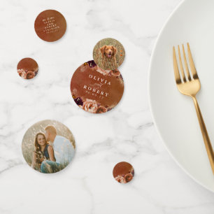 Confeti Foto de boda boho moderna de terracota floral