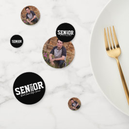 Confeti Foto de la carta de graduación secundaria negra en