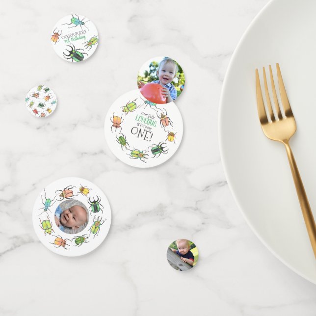 Confeti Foto de la fiesta de cumpleaños de Little Lovebug (Grupo)