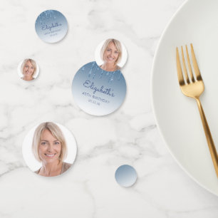 Confeti Foto de personalizado Glam Blue Purpurina Drip 40