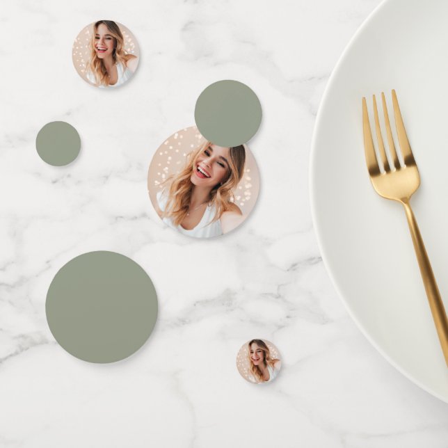 Confeti Foto personalizada 16º cumpleaños Sage Green (Grupo)