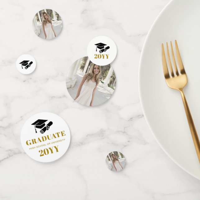 Confeti Foto personalizada de graduación de oro negro (Grupo)