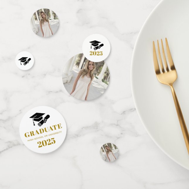 Confeti Foto personalizada de graduación de oro negro (Grupo)