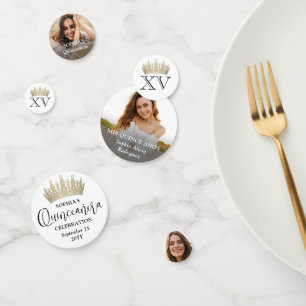 Confeti Fotos de Quinceañera y corona de oro Mis XV Moda m