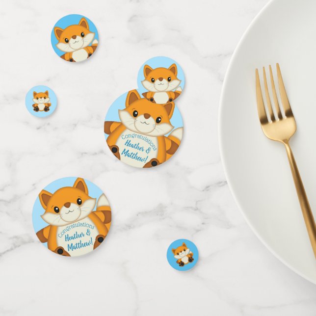 Confeti Fox Baby Shower Blue Woodland (Grupo)