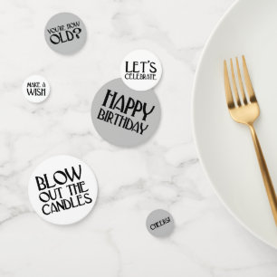 Confeti Frases de cumpleaños de estilo Art Deco plateado