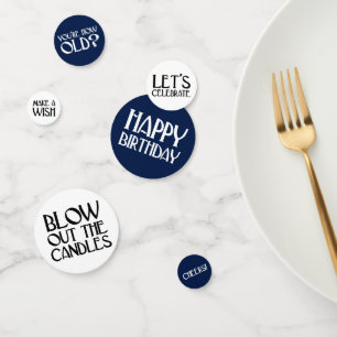 Confeti Frases de cumpleaños de Navy Art Deco