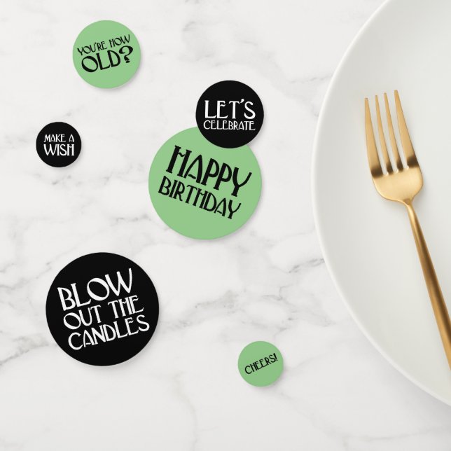 Confeti Frases de cumpleaños de Sage Art Deco (Grupo)