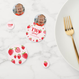 Confeti Fresa dos dulces rosados rojo segundo Fiesta de cu