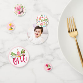 Confeti Fresa Gnome Pequeño Un Primer Cumpleaños Foto