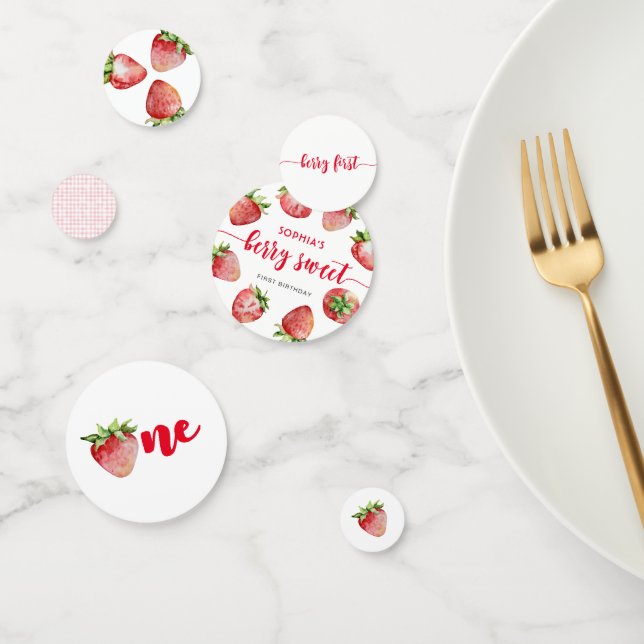 Confeti Fresa primer cumpleaños Berry Sweet (Grupo)