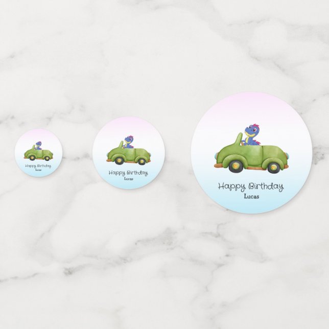 Confeti Funny dinosaur antiguo coche cumpleaños Escuela ni (Anversos)