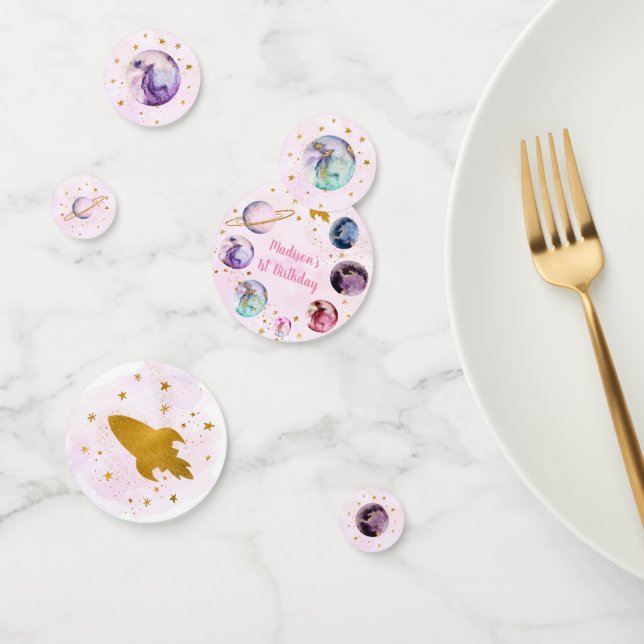 Confeti Galaxy Oro rosa Espacio Ultraterrestre Cumpleaños (Grupo)