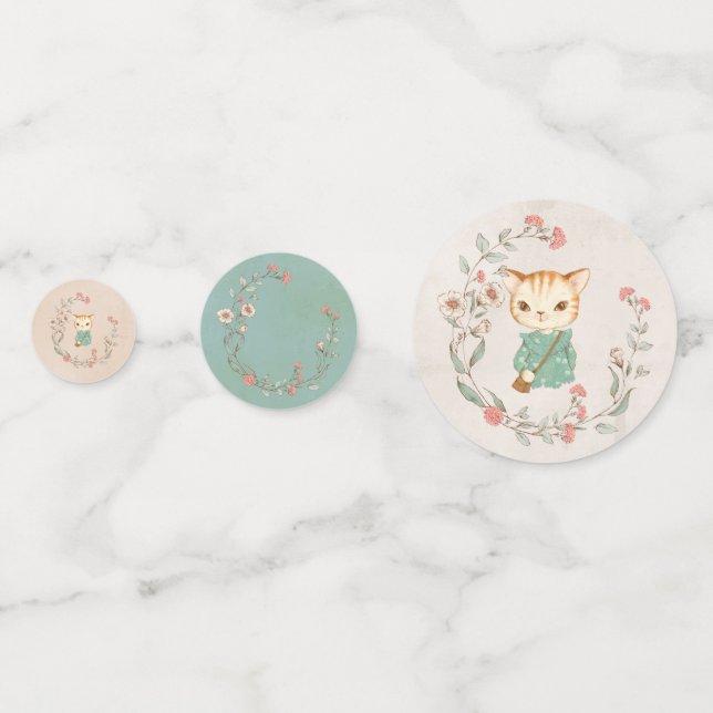 Confeti Gato Kitty Floral Girly Kitten (Anversos)