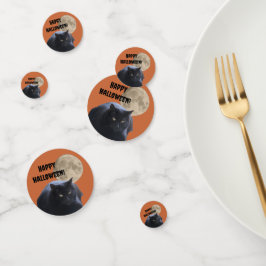 Confeti Gato negro de la luna llena de Halloween