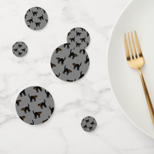 Confeti Gato negro enojado ojos amarillos gris Halloween