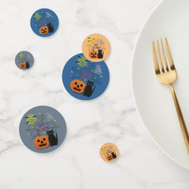 Confeti Gato negro y calabaza no asusta Halloween