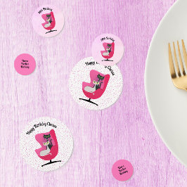 Confeti Gatos de cumpleaños de mediados del siglo Pink Cha