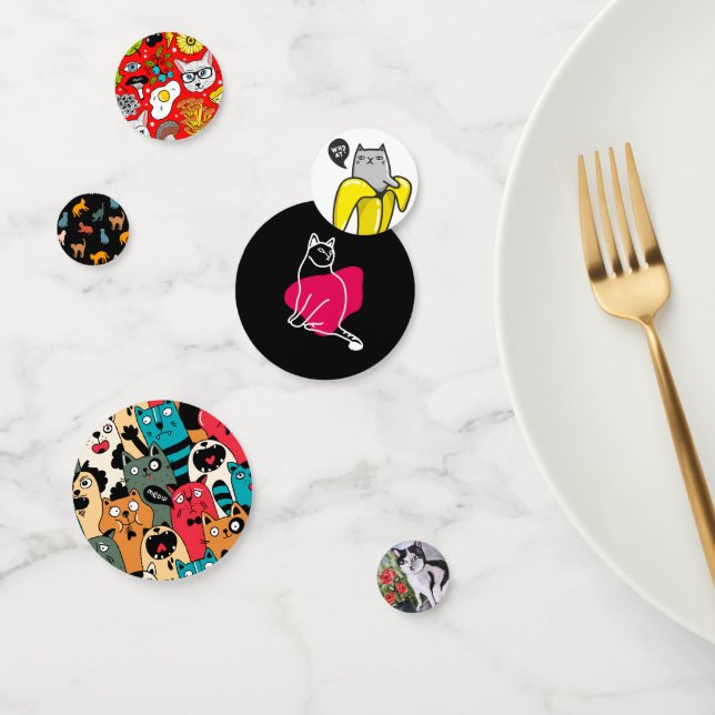 Confeti Gatos divertidos, leche y magia. (Grupo)