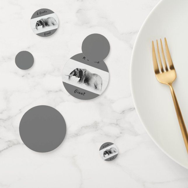 Confeti Gentle Giant Elephant foto de alta clave con texto (Grupo)