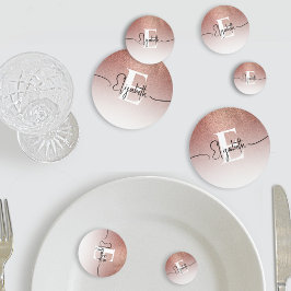 Confeti Girly Rosa Gold Purpurina Rubor Monograma Nombre d