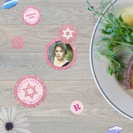 Confeti Glam Pink Elegant Chica foto del Fiesta Mitzvah