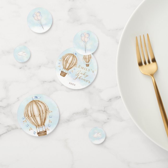 Confeti Globo de aire caliente bandera marrón azul nubes B (Grupo)