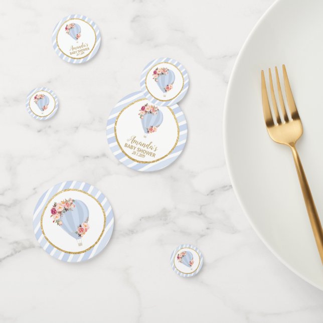 Confeti Globo de aire caliente floral Baby Shower Blue Bab (Grupo)