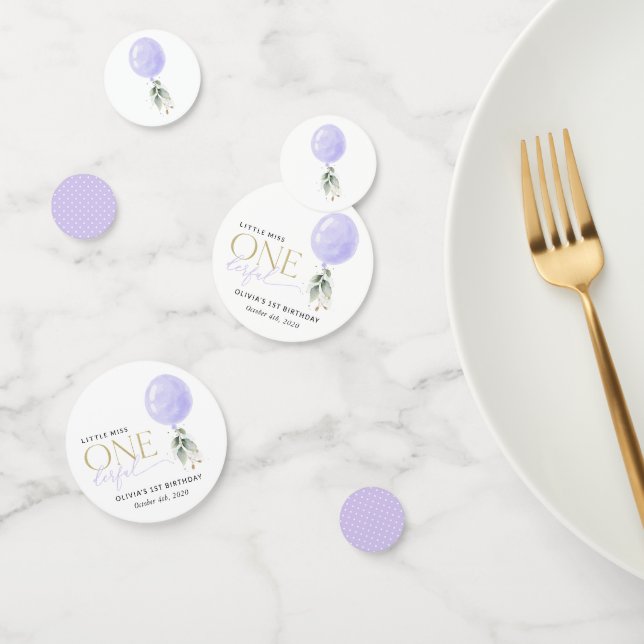 Confeti Globo púrpura, vegetación, follaje, primer cumplea (Grupo)