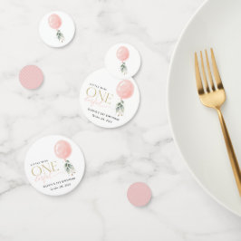 Confeti Globo rosa, eucalipto, vegetación, primer cumpleañ
