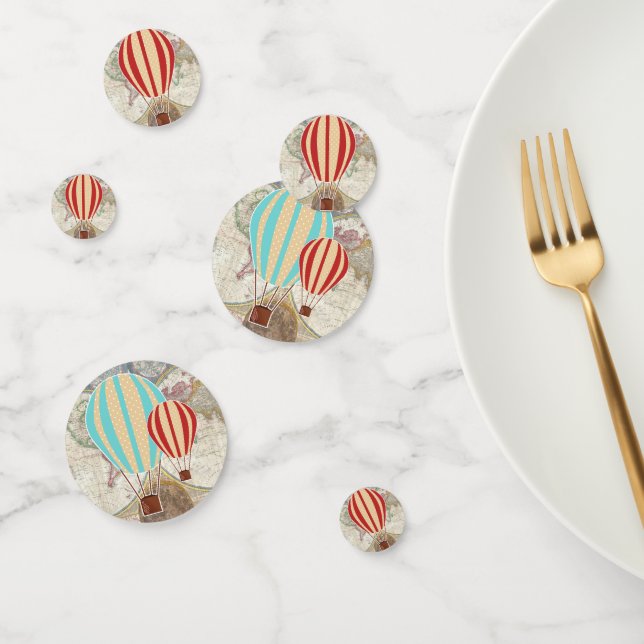 Confeti Globos de aire caliente y Mapa del mundo de la vie (Grupo)